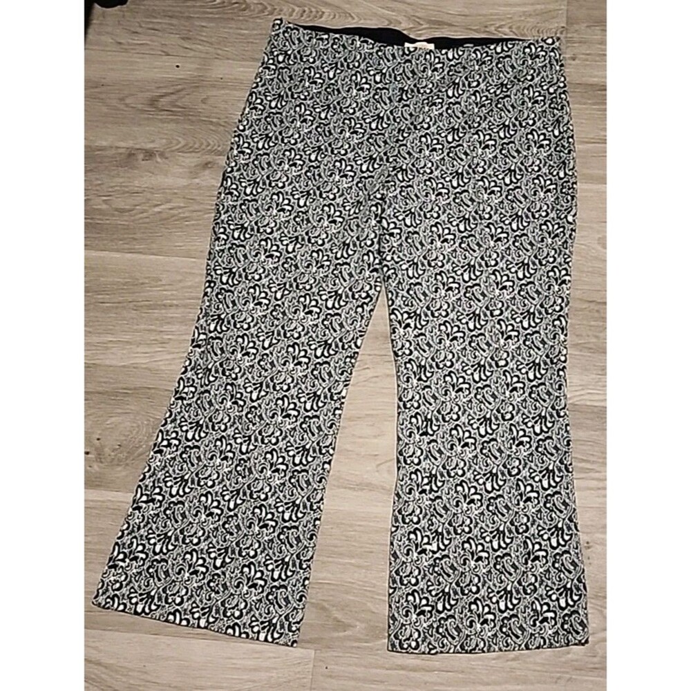 Maeve Anthropologie Pants Women L Margot Kick Flare Blue Floral Retro Pull On